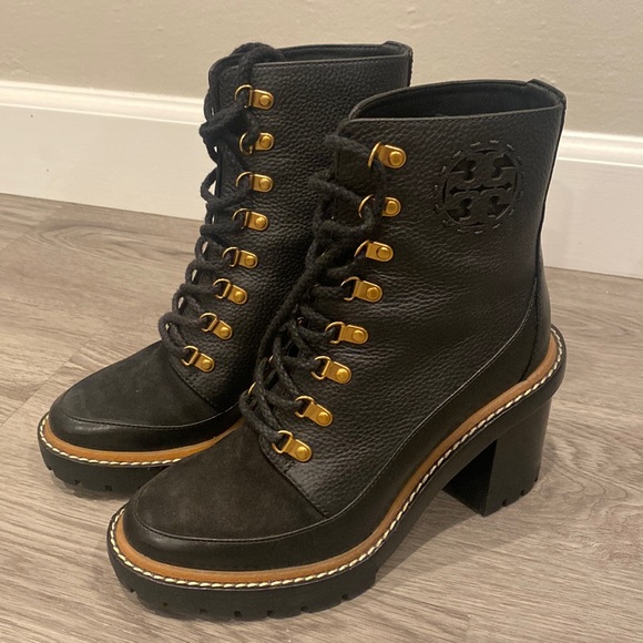 Tory Burch Shoes - PRE-LOVED - TORY BURCH MILLER MIXED-MATERIALS LUG SOLE BOOT